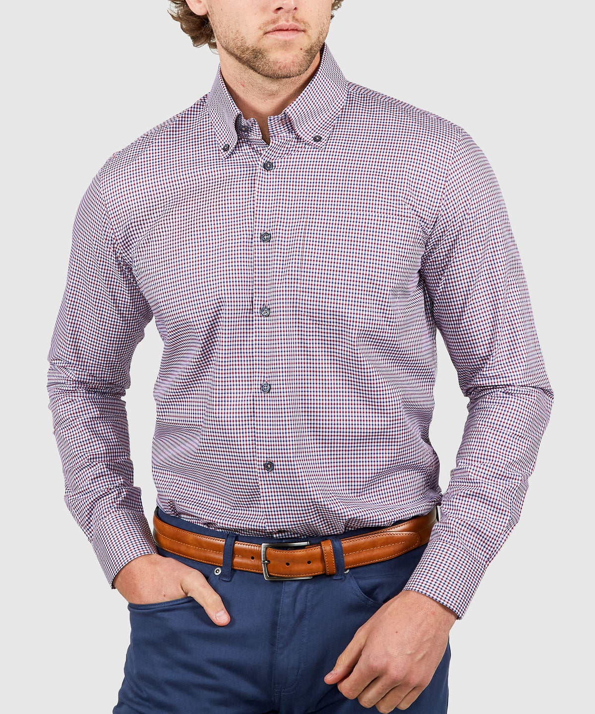 Westport Black Long Sleeve Button-Down Gingham Sport Shirt, Men's Big & Tall