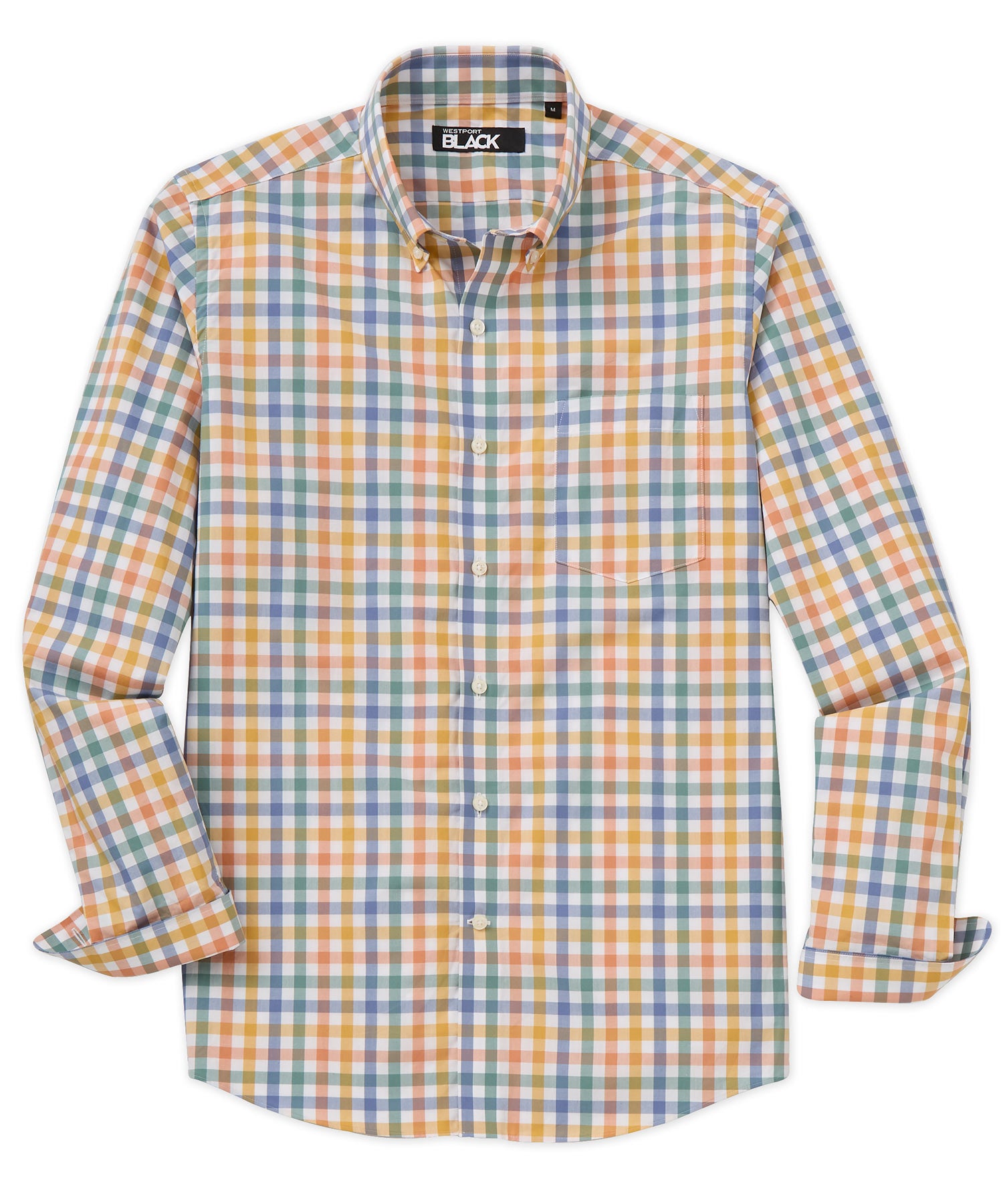 Westport Black Long Sleeve Button-Down Cotton Plaid Sport Shirt
