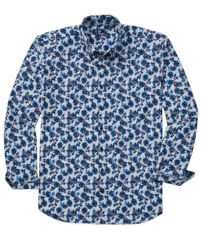 Westport No-Tuck Long Sleeve Button Down Collar Stretch Performance Floral Print Sport Shirt, Men's Big & Tall