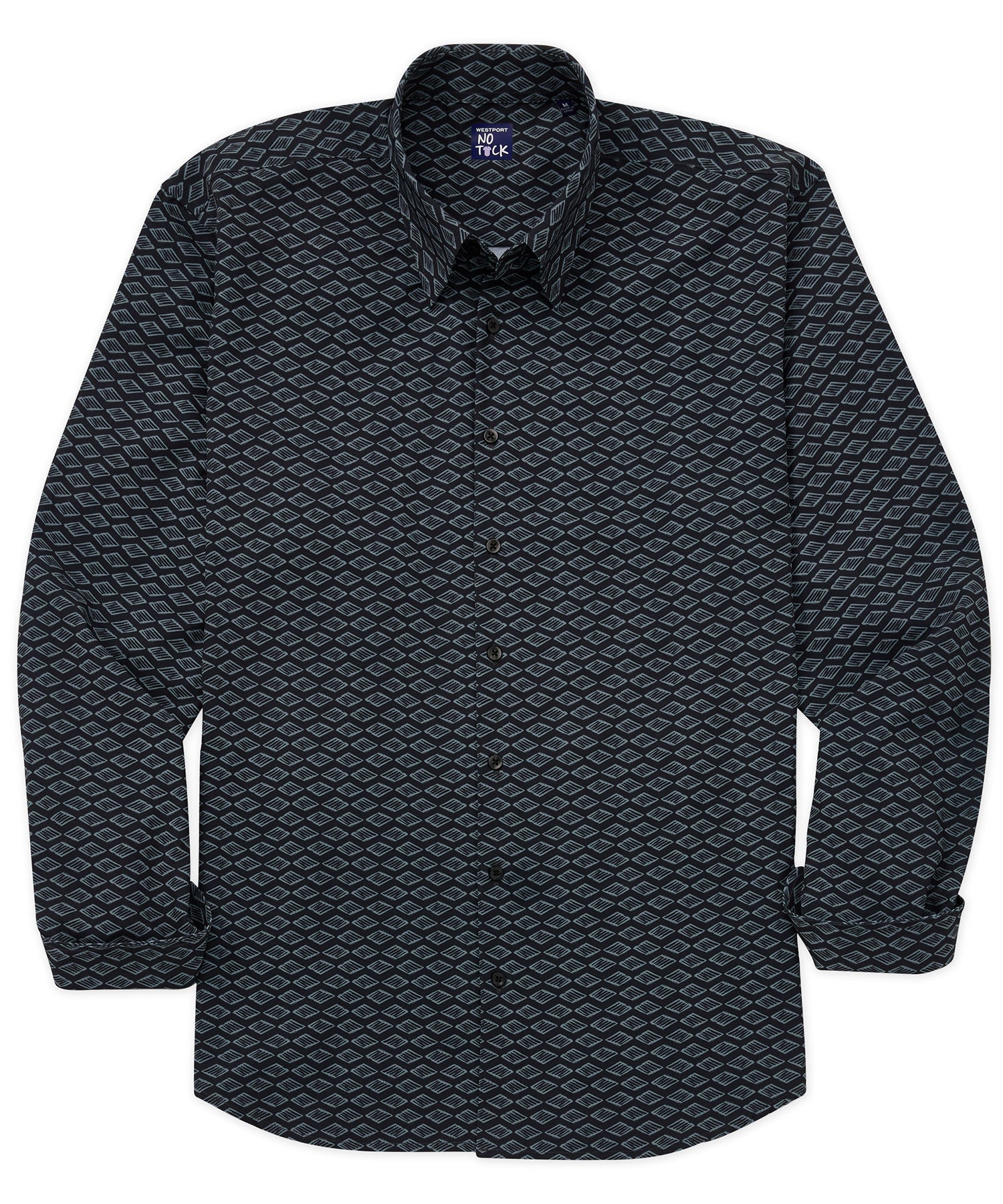 Men's Big & Tall No-Tuck Button Stretch 'Chalk Tiles' Shirt