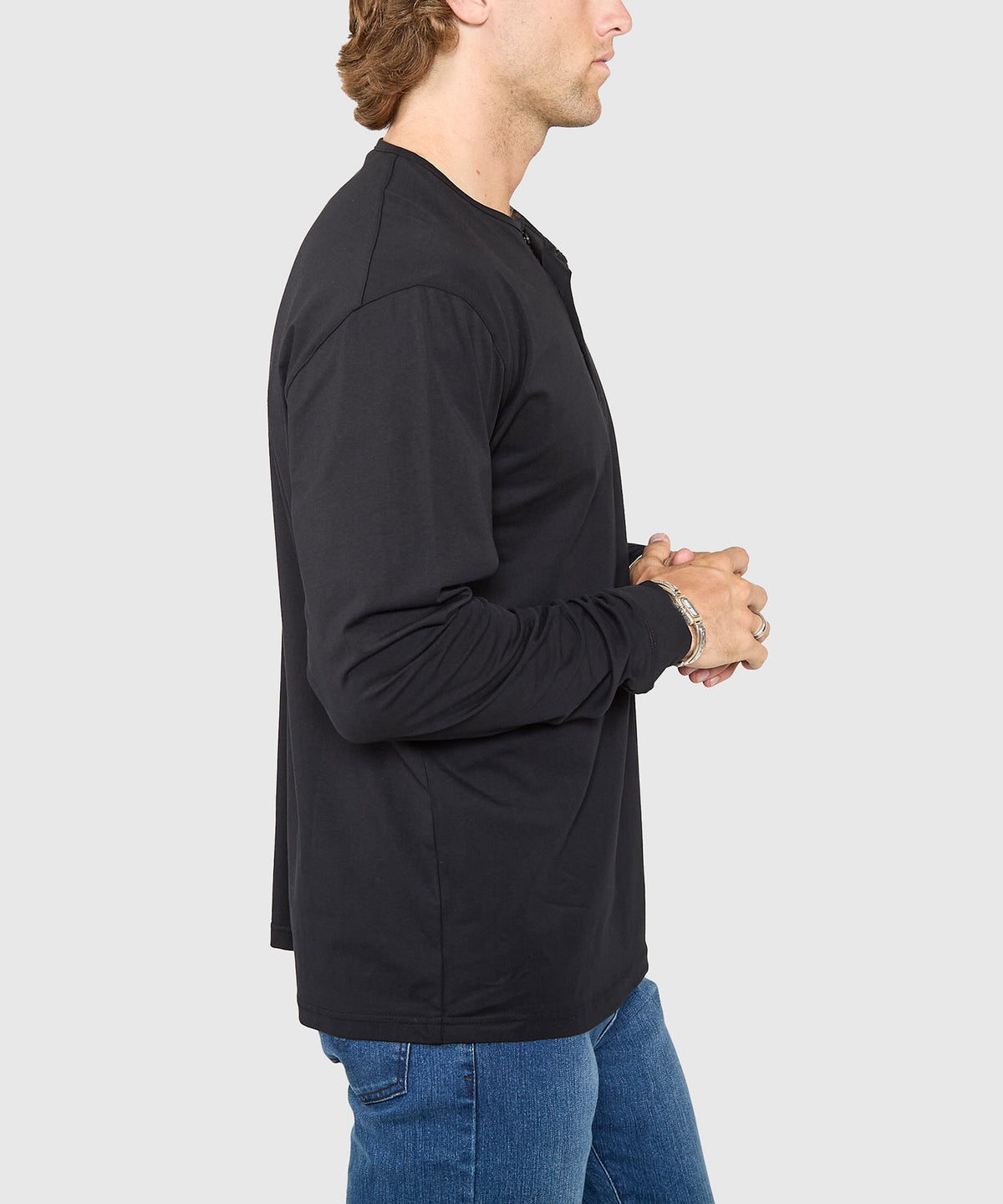 Westport No-Tuck Long Sleeve Stretch Cotton Crew Neck Henley, Men's Big & Tall