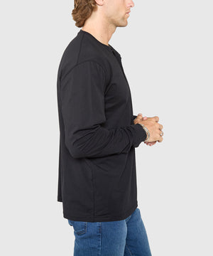 Westport No-Tuck Long Sleeve Stretch Cotton Crew Neck Henley