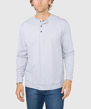 Westport No-Tuck Long Sleeve Stretch Cotton Crew Neck Henley
