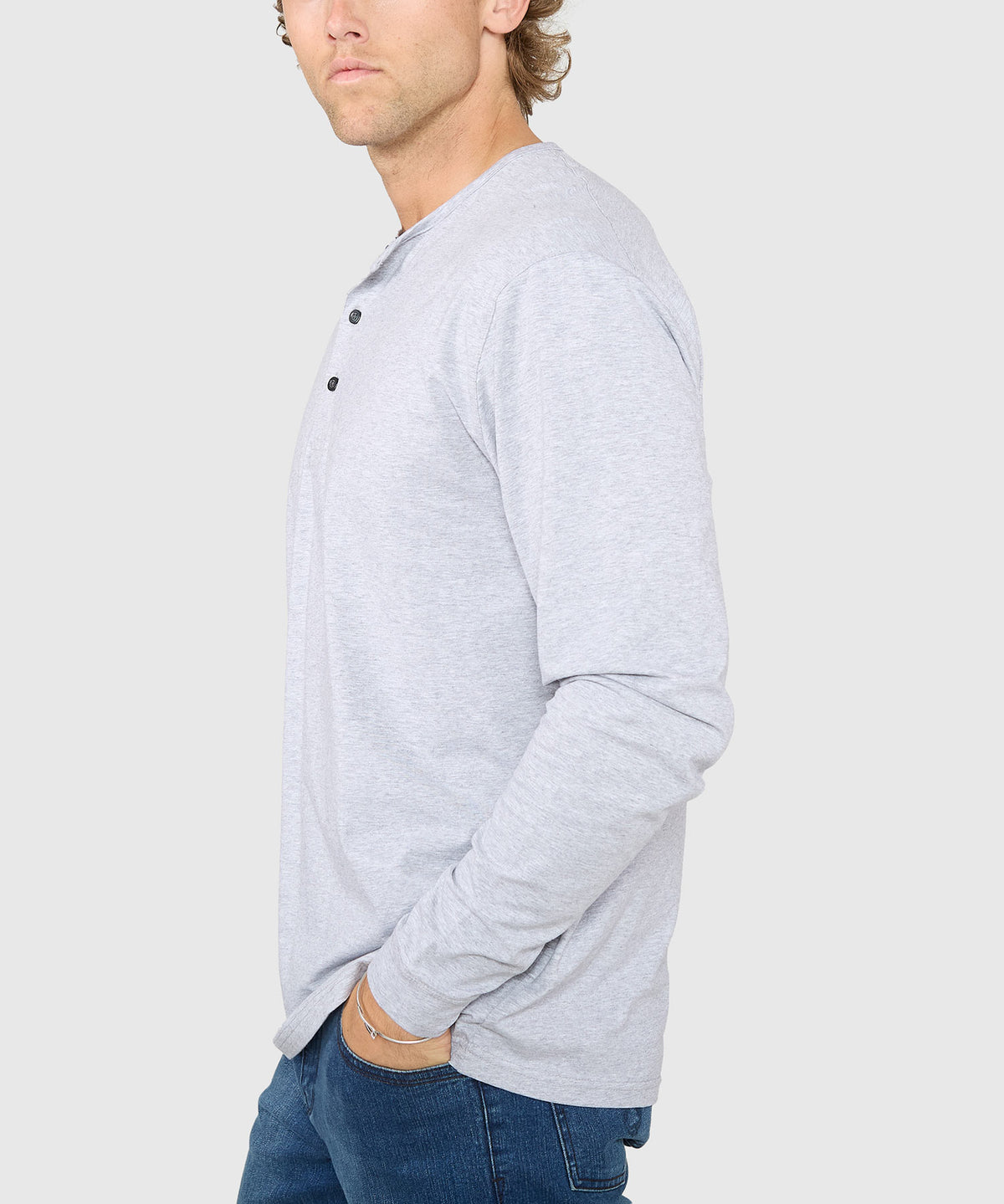 Westport No-Tuck Long Sleeve Stretch Cotton Crew Neck Henley, Men's Big & Tall