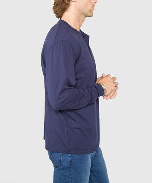 Westport No-Tuck Long Sleeve Stretch Cotton Crew Neck Henley