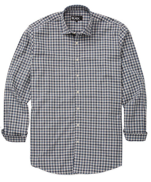 Men's Big & Tall Westport Black Long Plaid Sport Shirt | Westport