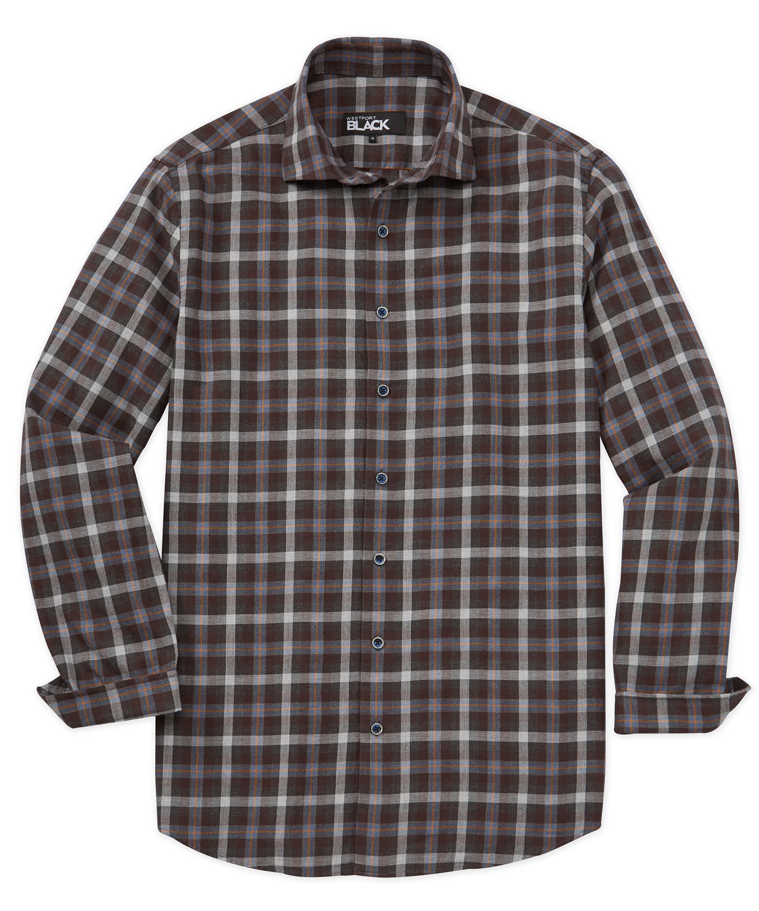 Men's Big & Tall Westport Black Long Sleeve Spread Collar Plaid Sport Shirt Plaid Multi / 3XB