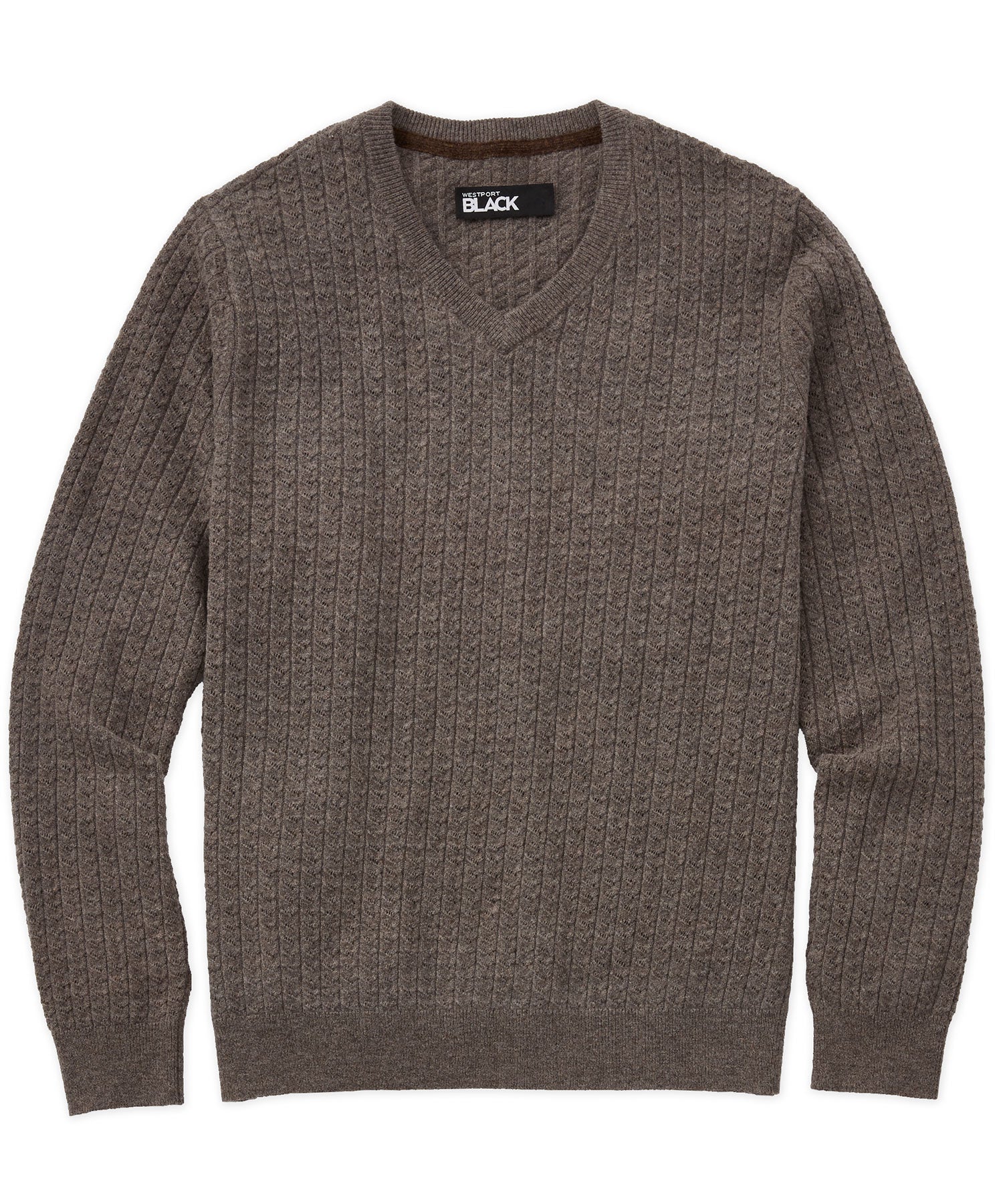 Westport Black V-Neck Cable Pullover Sweater, Men's Big & Tall