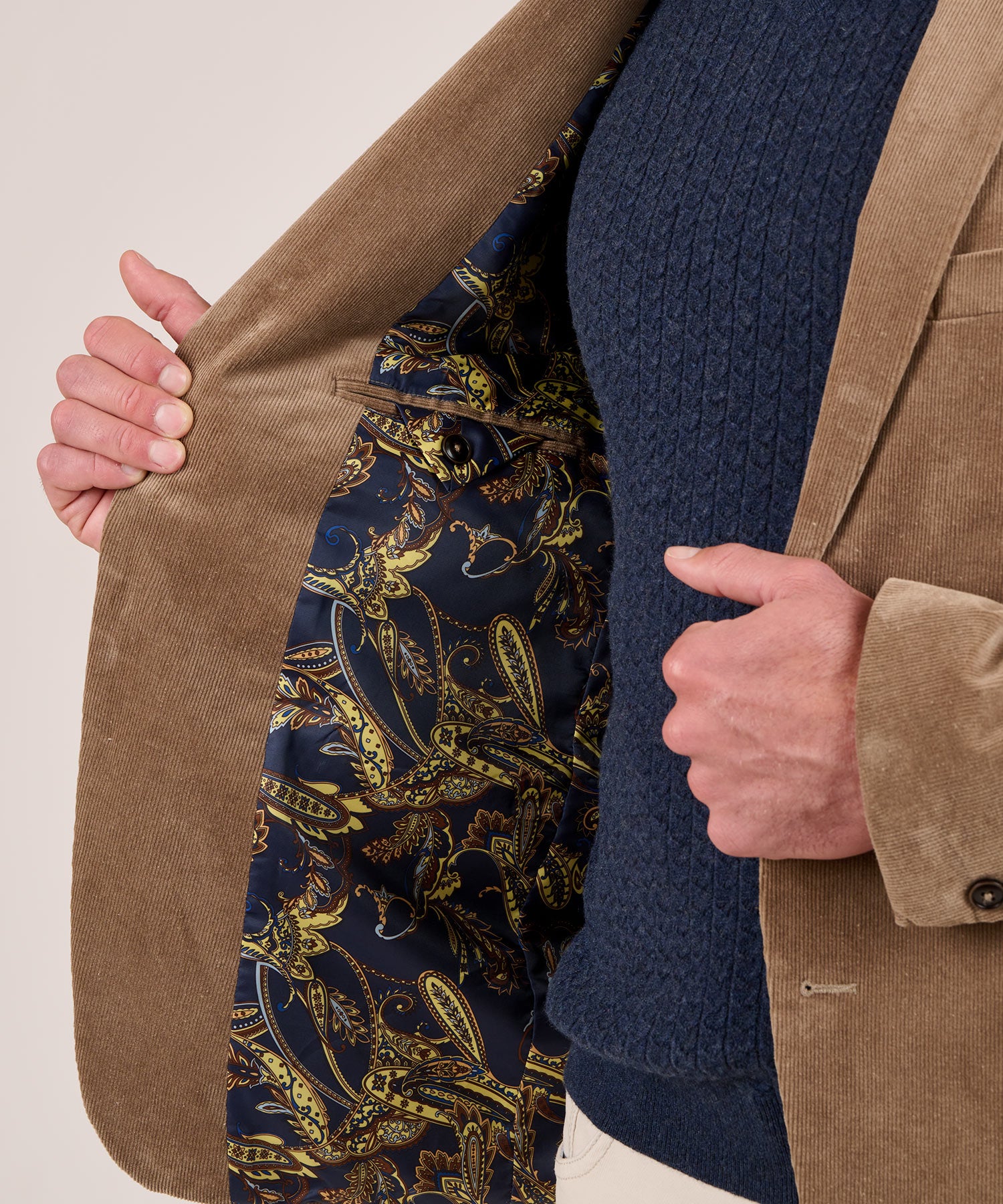 dress coat for men Men's Big & Tall Westport Black Corduroy Sport Coat Khaki / 50" / REG