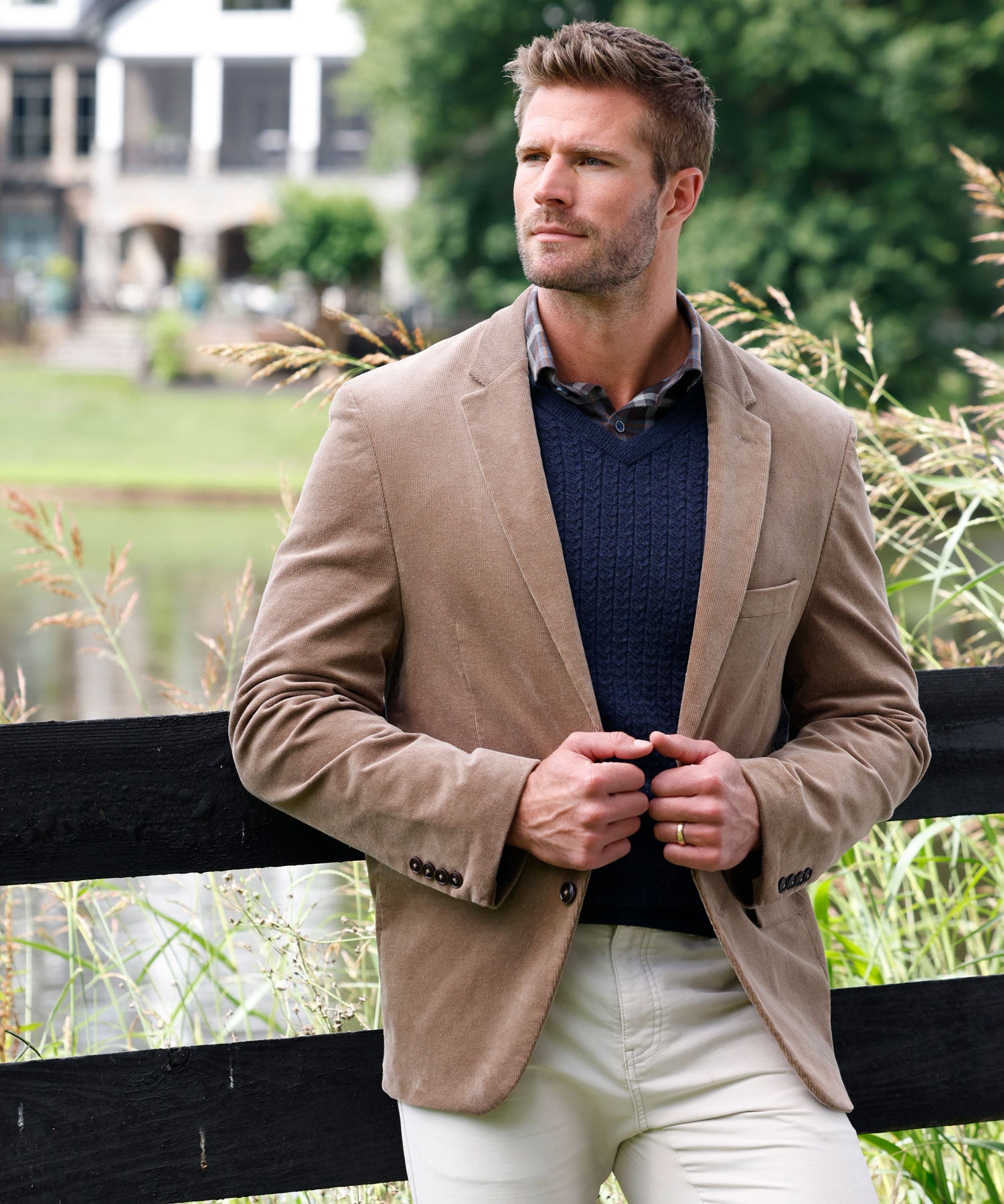 Men's Big & Tall Westport Black Corduroy Sport Coat Khaki / 50" / REG Men's Big & Tall Westport Black Corduroy Sport Coat Khaki / 50" / REG