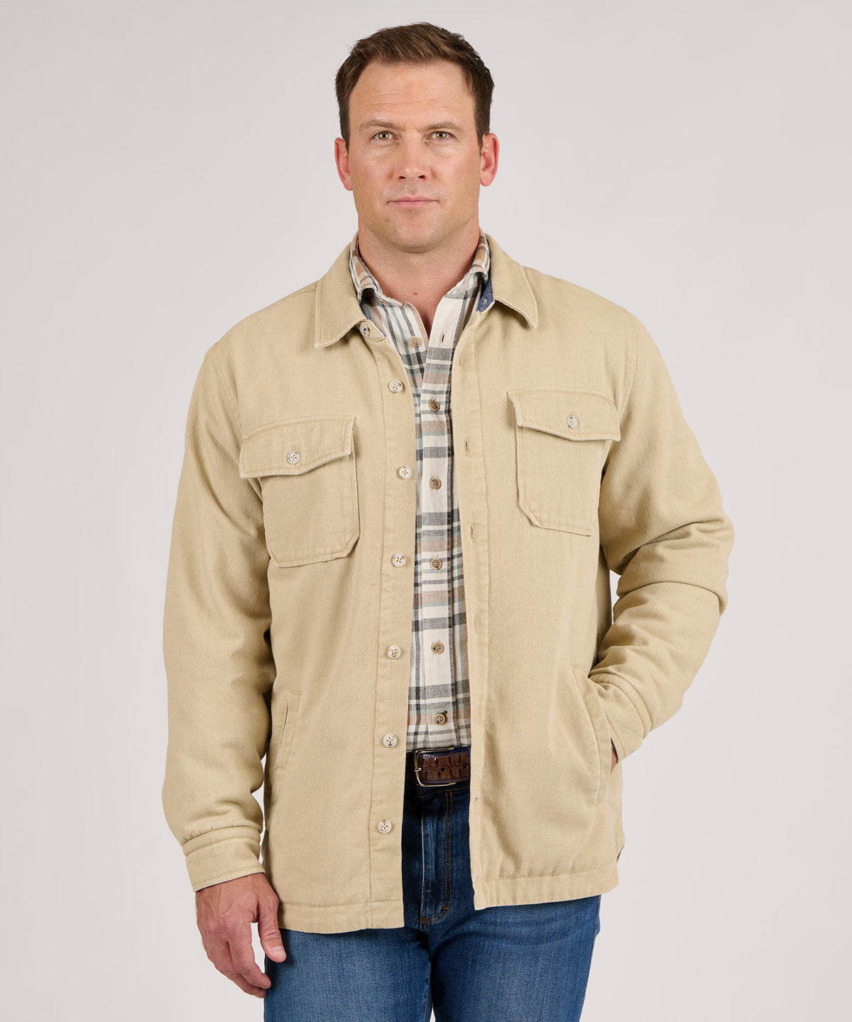 Westport Black Quilted Twill Shirt Jacket, Men's Big & Tall