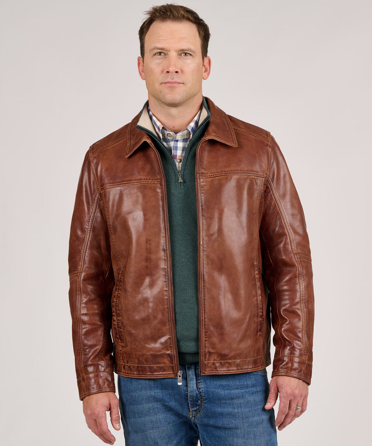 Big and tall leather bomber jacket sales