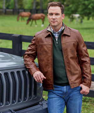 Men's Big & Tall Westport Black Premium Leather Bomber