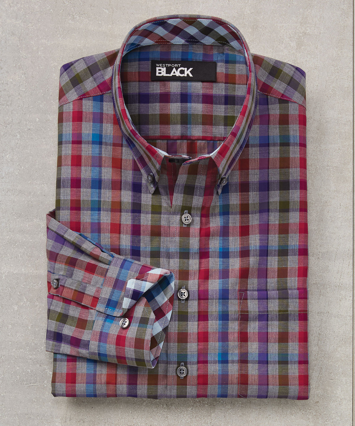 Leo Chevalier Long Sleeve Button Down Collar Plaid Sport Shirt, Men's Big & Tall