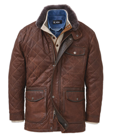 Westport Black Waxed Goat Suede Leather Jacket, Men's Big & Tall
