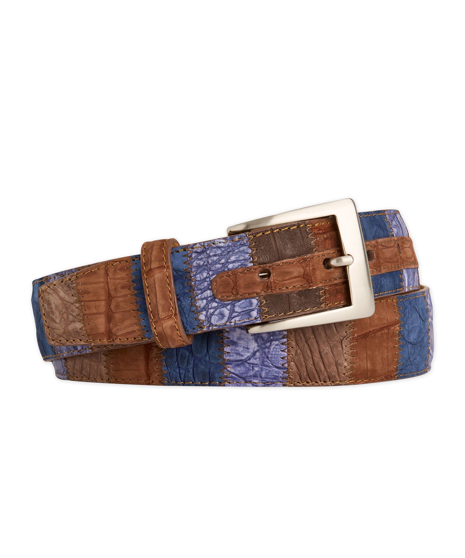 Westport Black Big & Tall Vertical Patchwork Sueded Alligator Belt