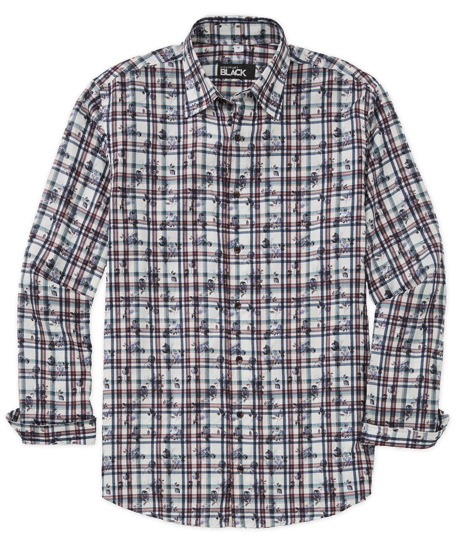 Men's Big & Tall Westport Black Long Sleeve Spread Collar Floral Print Sport Shirt Lavender / LT Men's Big & Tall Westport Black Long Sleeve Spread Collar Floral Print Sport Shirt Lavender / LT
