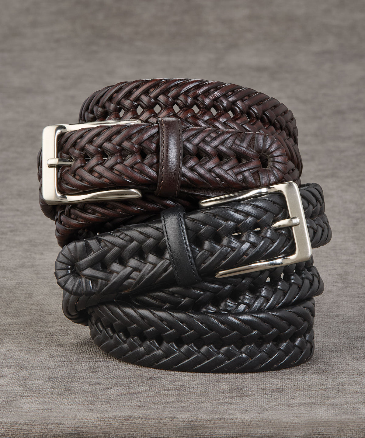 Westport Lifestyle 35mm Brushed Nickel Braided Belt, Men's Big & Tall
