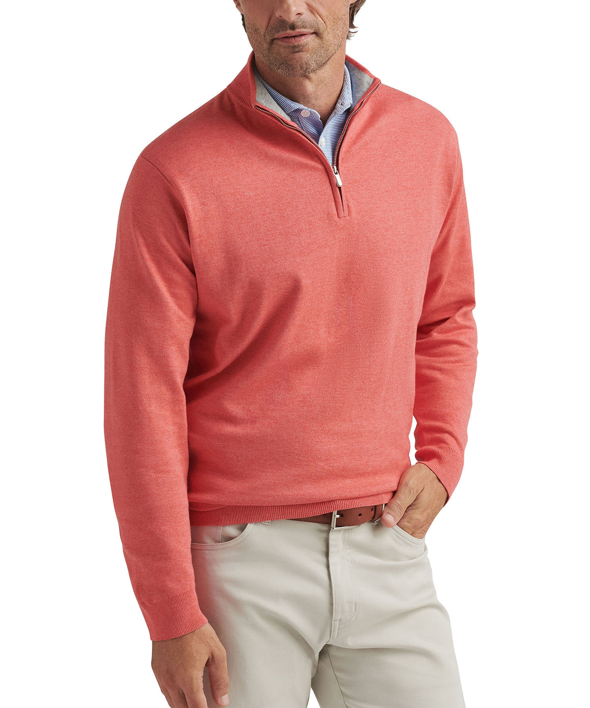 Peter Millar Coolspun Cotton Quarter Zip Sweater, Men's Big & Tall