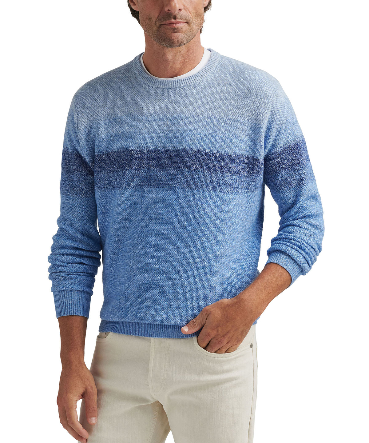 Peter Millar Sanbourne Striped Crew Neck Sweater, Men's Big & Tall