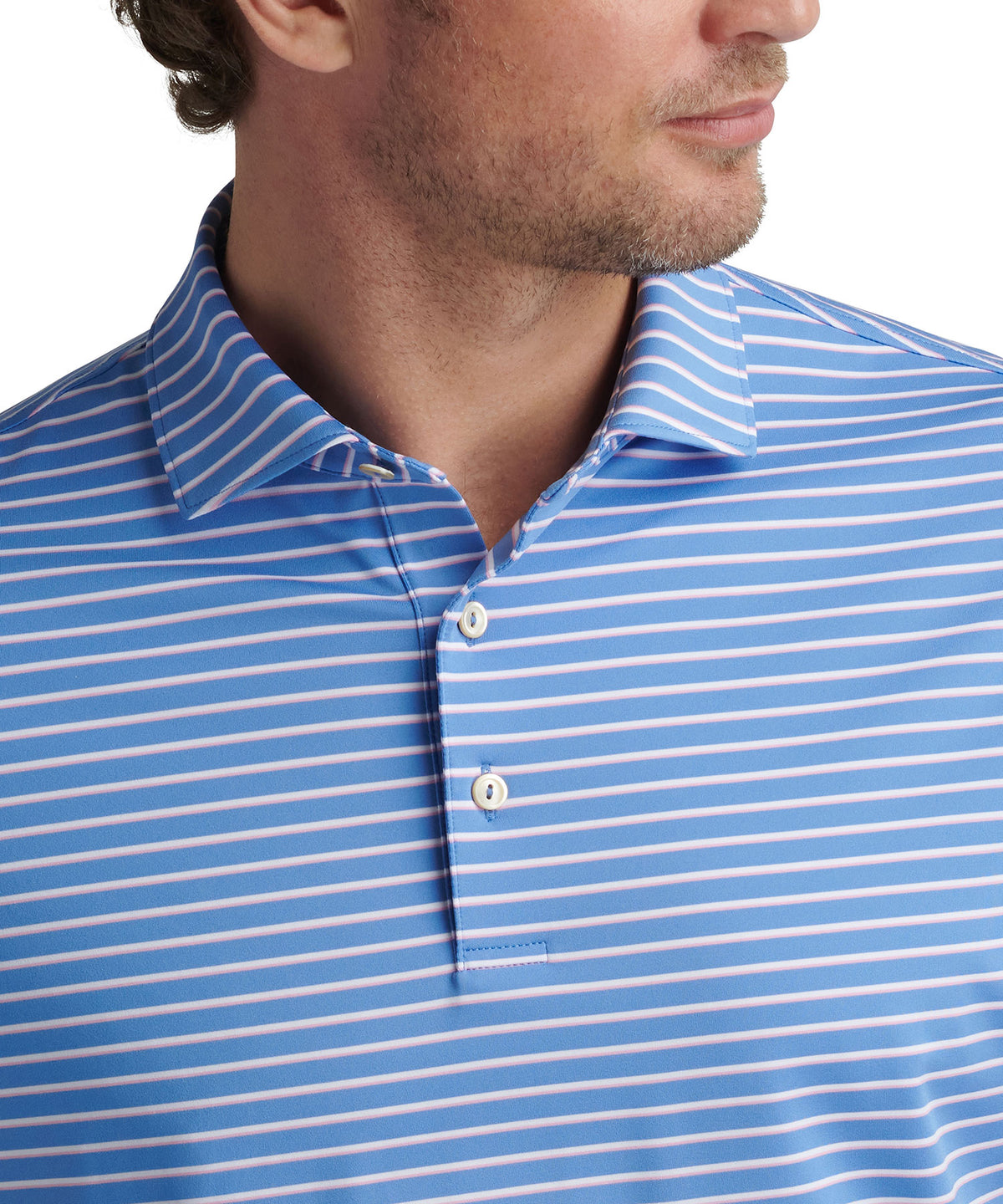 Peter Millar Short Sleeve Dunnes Stripe Polo Knit Shirt, Men's Big & Tall