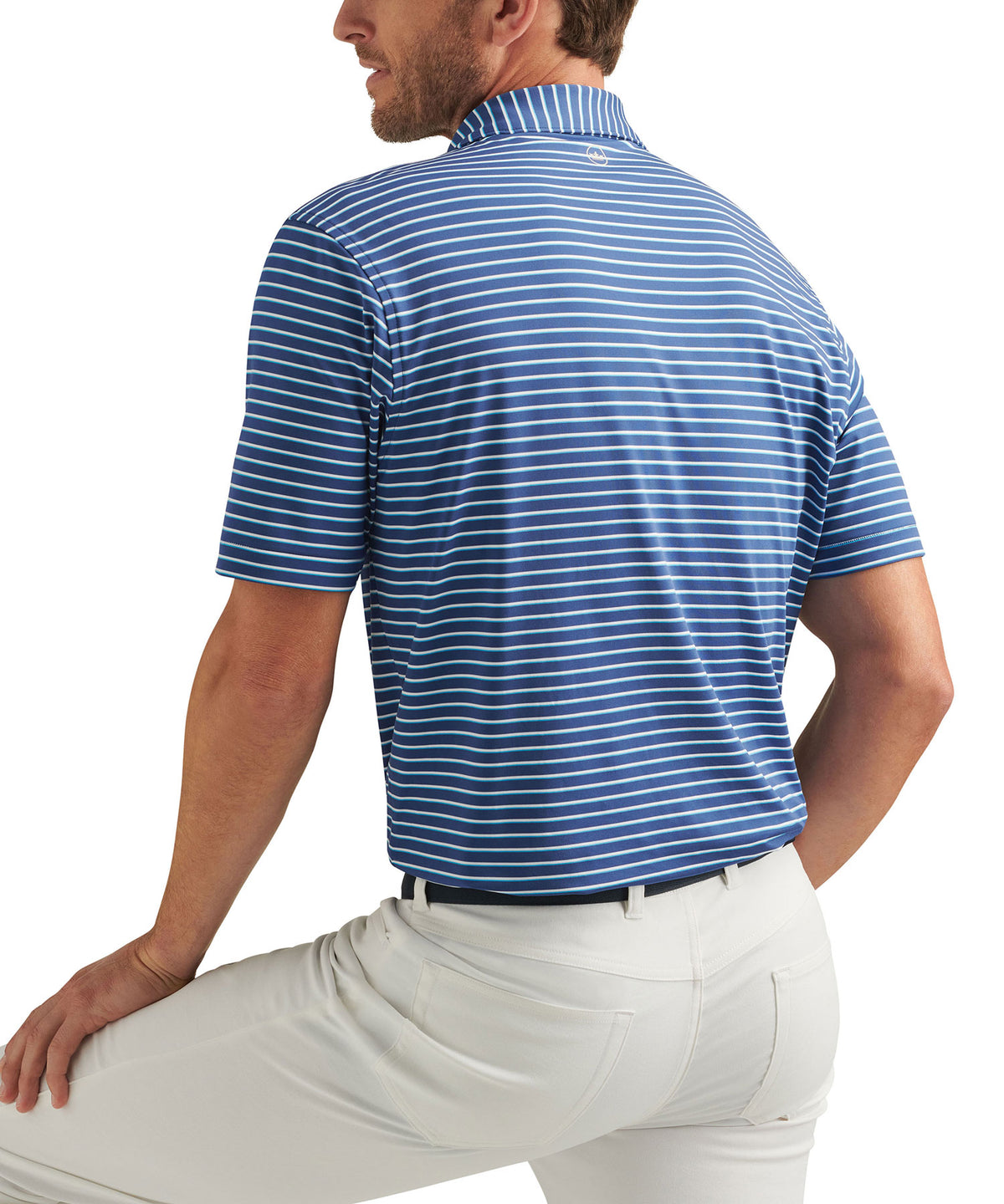 Peter Millar Short Sleeve Dunnes Stripe Polo Knit Shirt, Men's Big & Tall