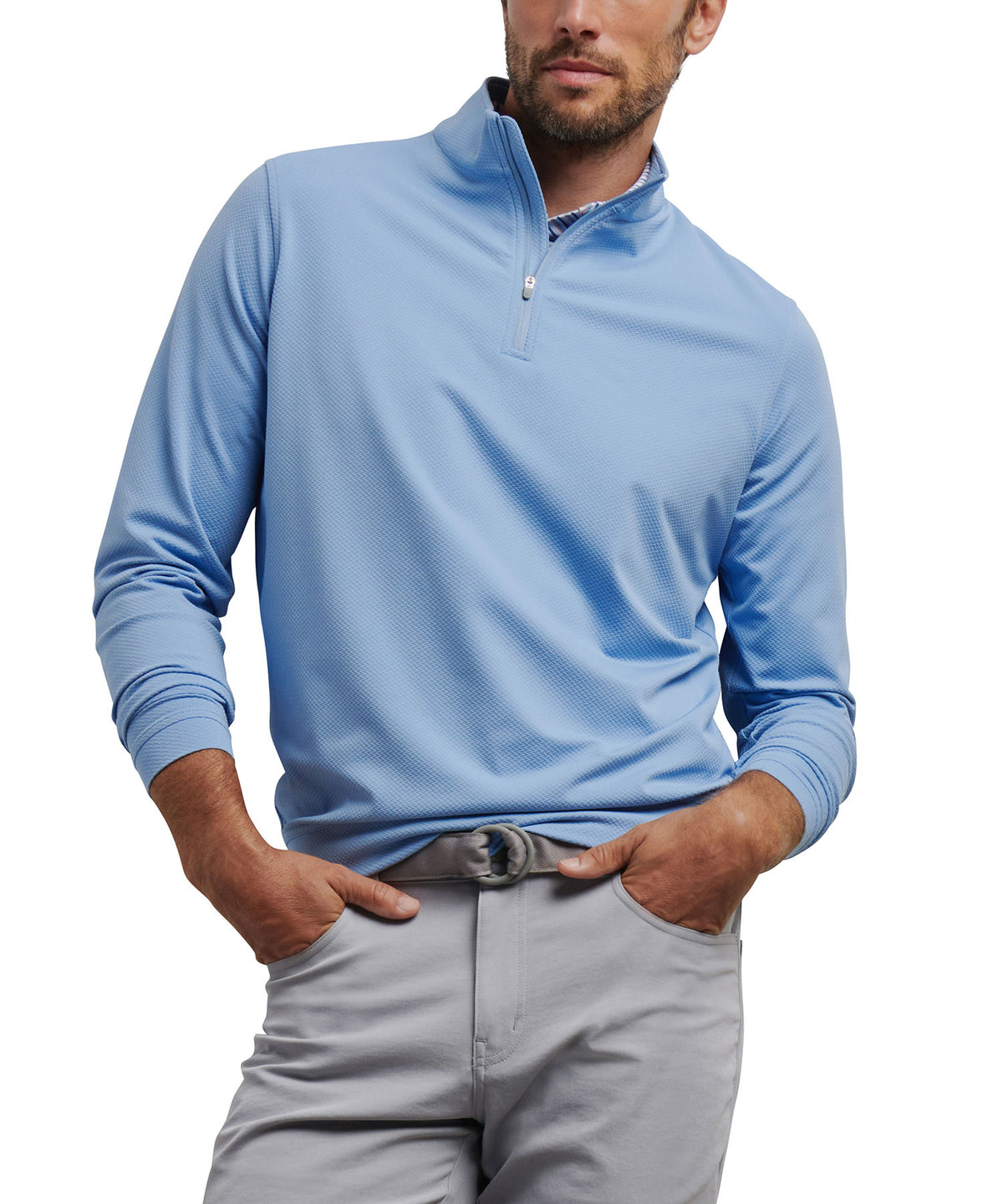 Peter Millar Long Sleeve Cross Hatch Perth Quarter Zip Pullover, Men's Big & Tall