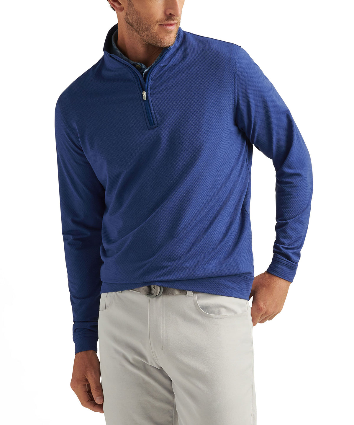 Peter Millar Long Sleeve Cross Hatch Perth Quarter Zip Pullover, Men's Big & Tall