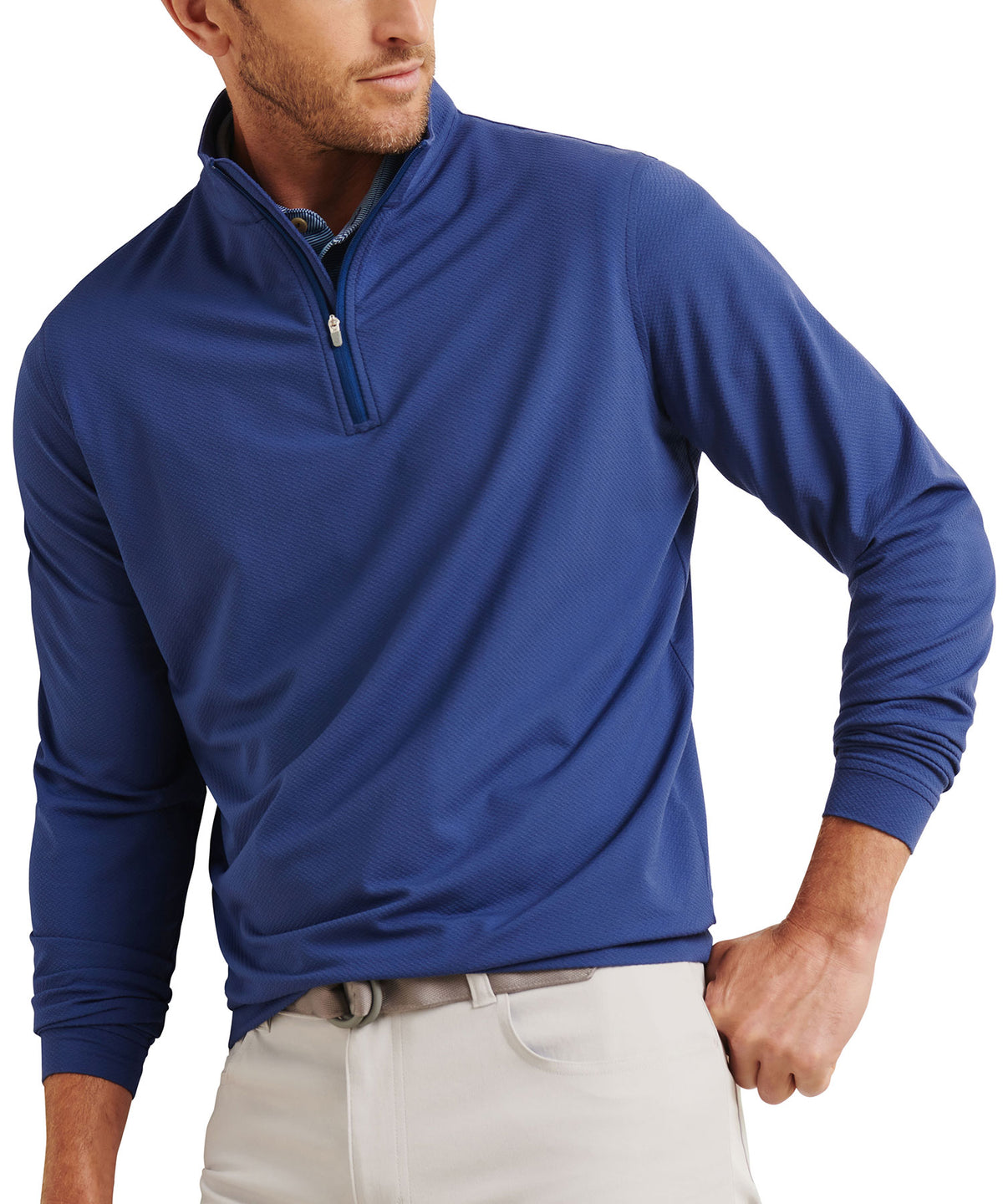 Peter Millar Long Sleeve Cross Hatch Perth Quarter Zip Pullover, Men's Big & Tall