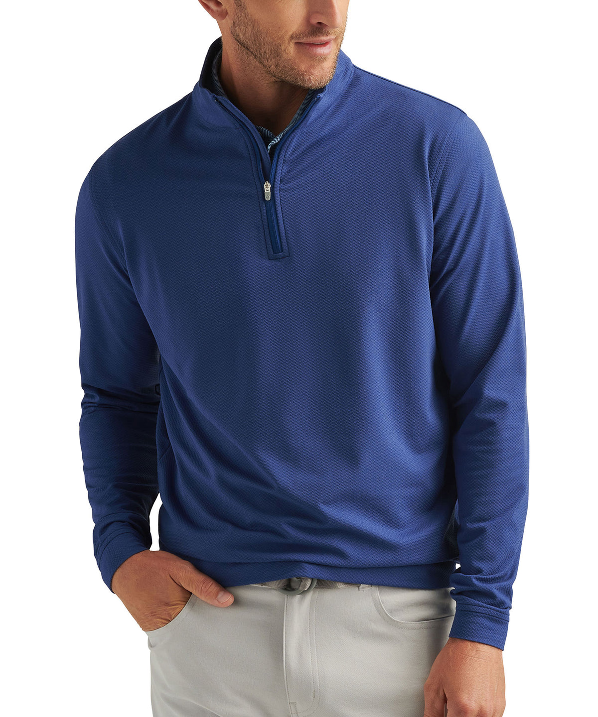 Peter Millar Long Sleeve Cross Hatch Perth Quarter Zip Pullover, Men's Big & Tall