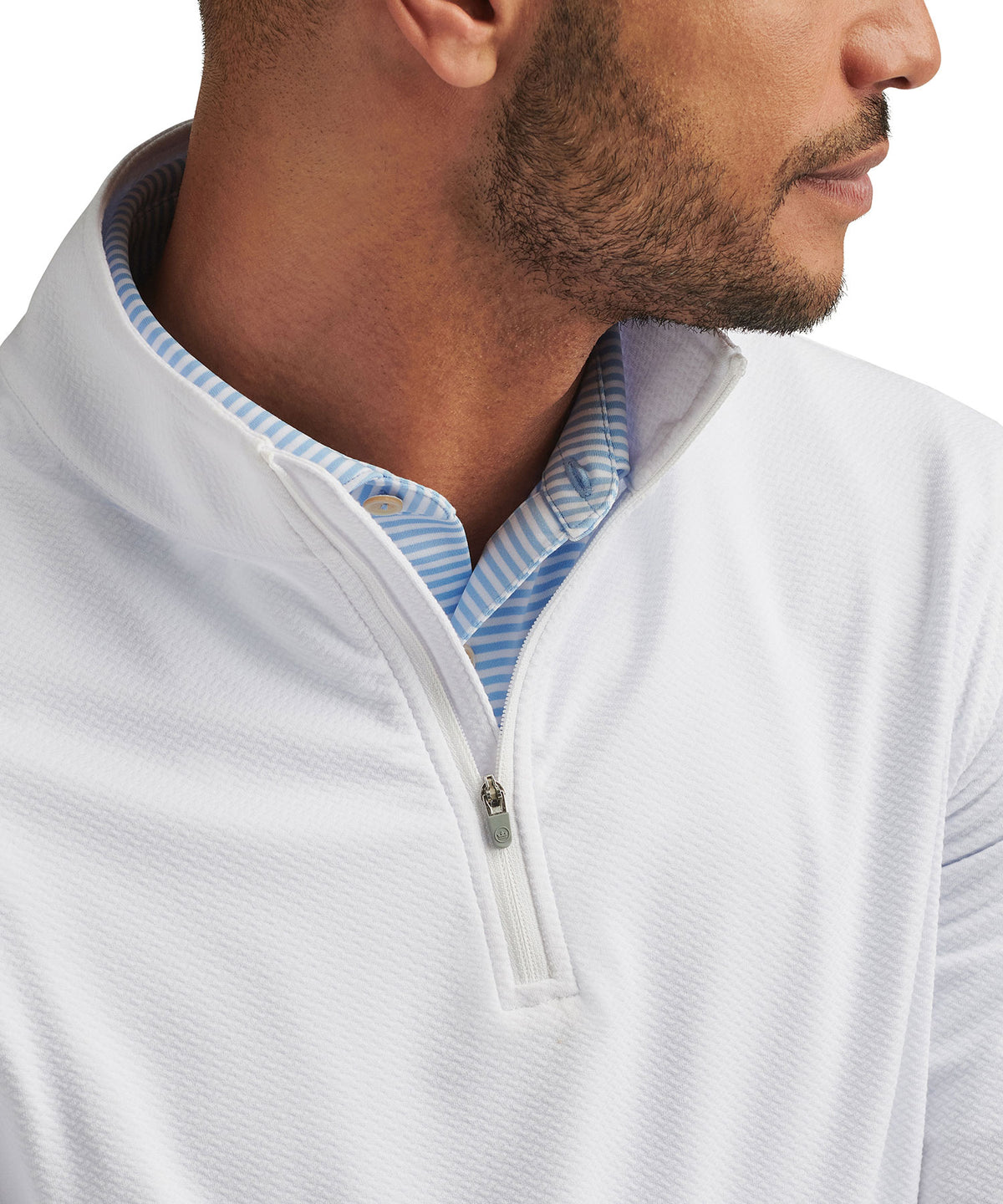 Peter Millar Long Sleeve Cross Hatch Perth Quarter Zip Pullover, Men's Big & Tall