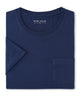 Men's short-sleeve pocket T-shirt, navy blue crew neck with chest pocket
