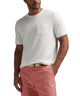 Men's short-sleeve pocket T-shirt, white crew neck with chest pocket