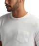 White short-sleeve pocket T-shirt with crew neck, chest pocket panel detail