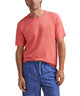 Coral short-sleeve pocket T-shirt with crew neck and chest pocket