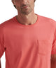 Coral short-sleeve pocket T-shirt with crew neck and single chest pocket