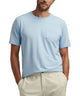 Light blue short-sleeve pocket T-shirt with crew neck and chest pocket