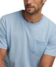Men's short-sleeve pocket T-shirt, light blue with chest pocket, crew neckline