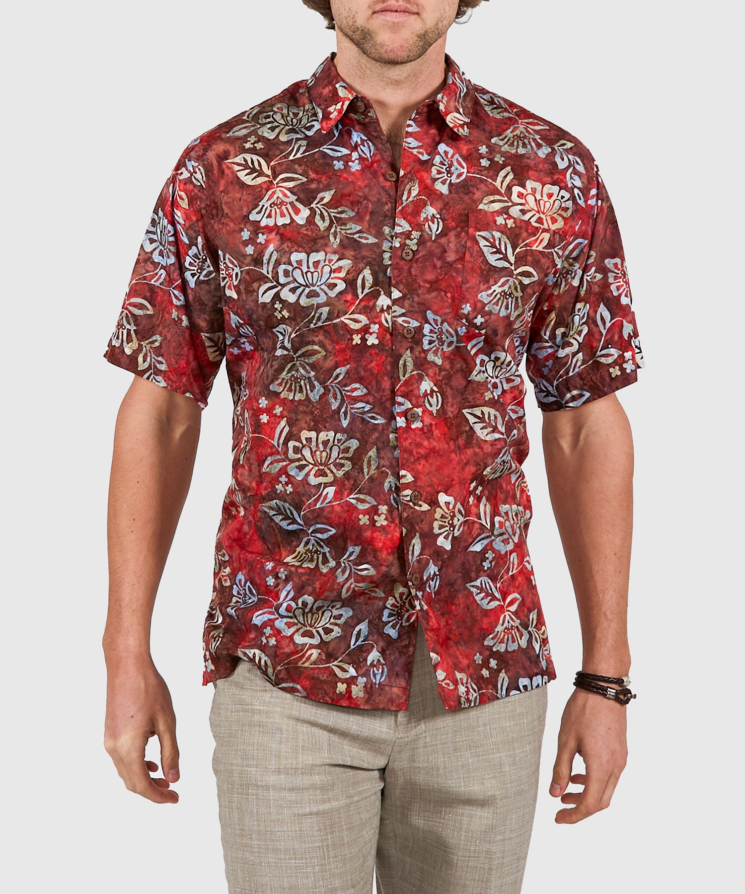 batik dress shirt Men's Cotton Batik Shirt with Traditional Balinese Motifs
