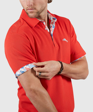 Tommy Bahama Short Sleeve Flamingo Mingle Polo Knit Shirt