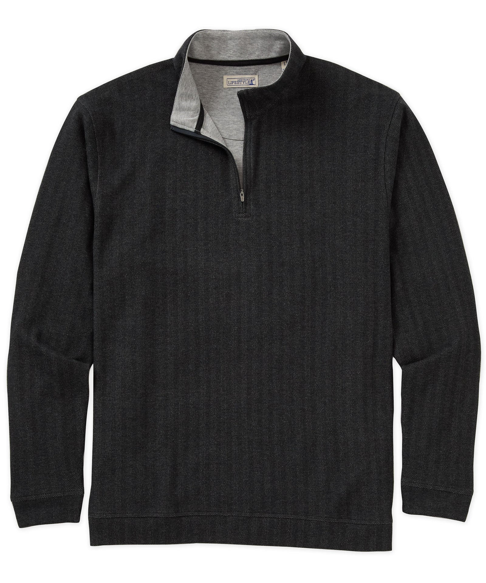 Westport Lifestyle Long Sleeve Herringbone Interlock Quarter Zip Pullover, Men's Big & Tall