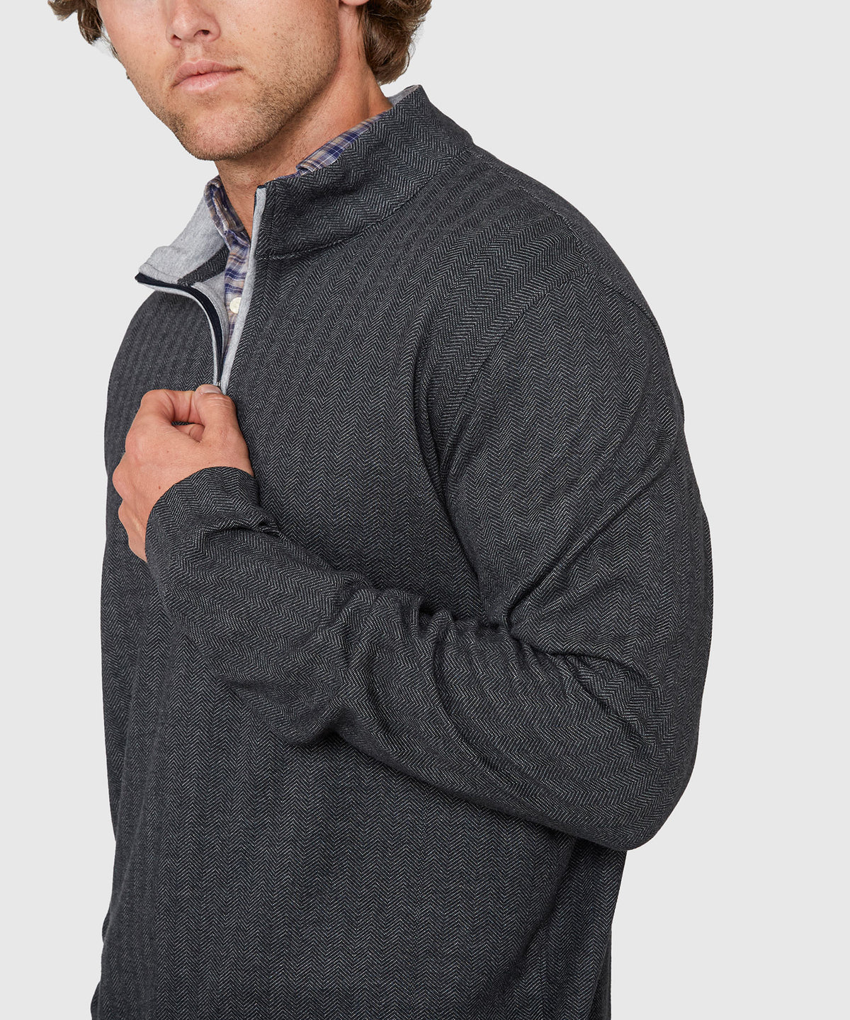 Westport Lifestyle Long Sleeve Herringbone Interlock Quarter Zip Pullover, Men's Big & Tall