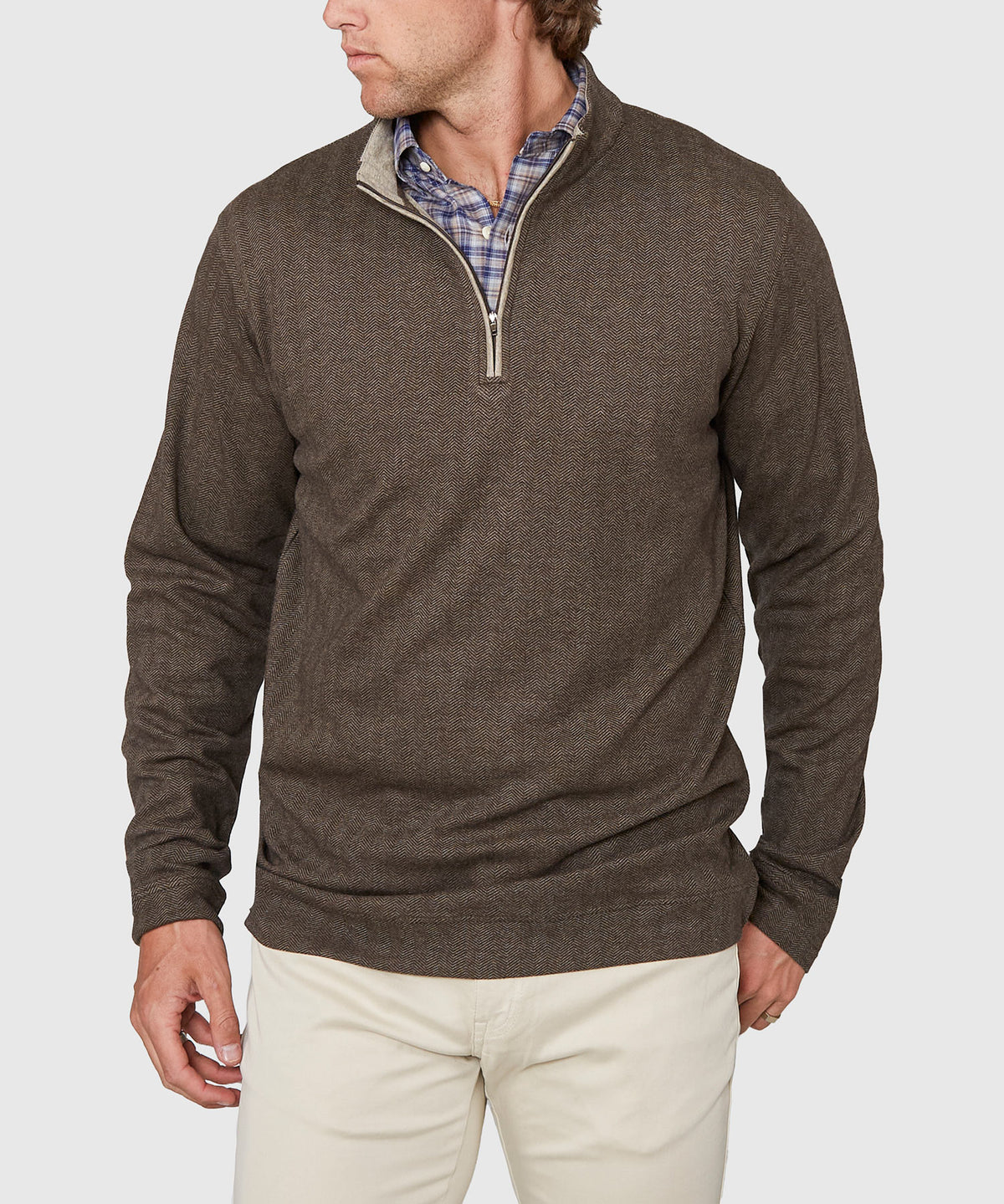 Westport Lifestyle Long Sleeve Herringbone Interlock Quarter Zip Pullover, Men's Big & Tall
