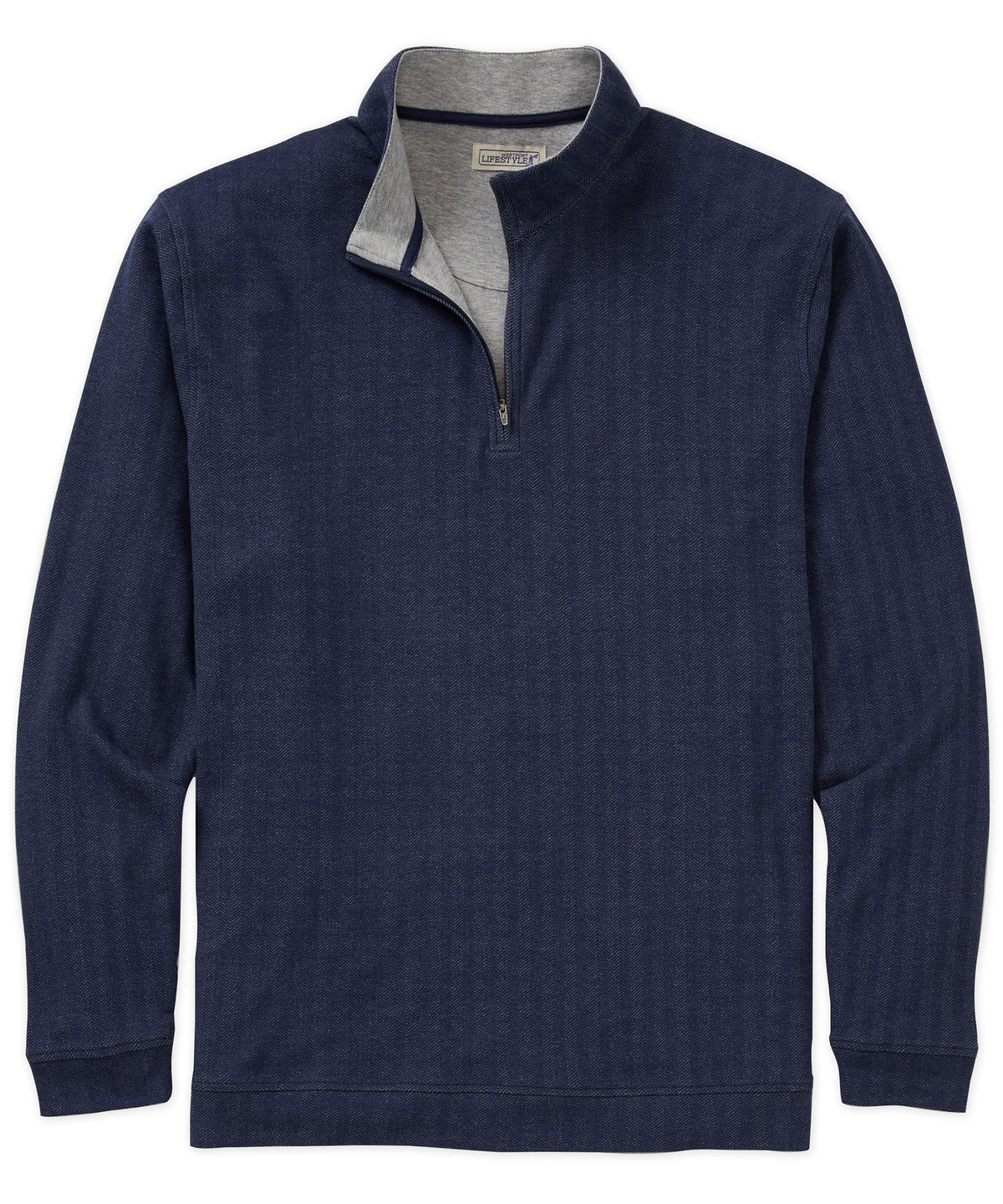 Westport Lifestyle Long Sleeve Herringbone Interlock Quarter Zip Pullover, Men's Big & Tall