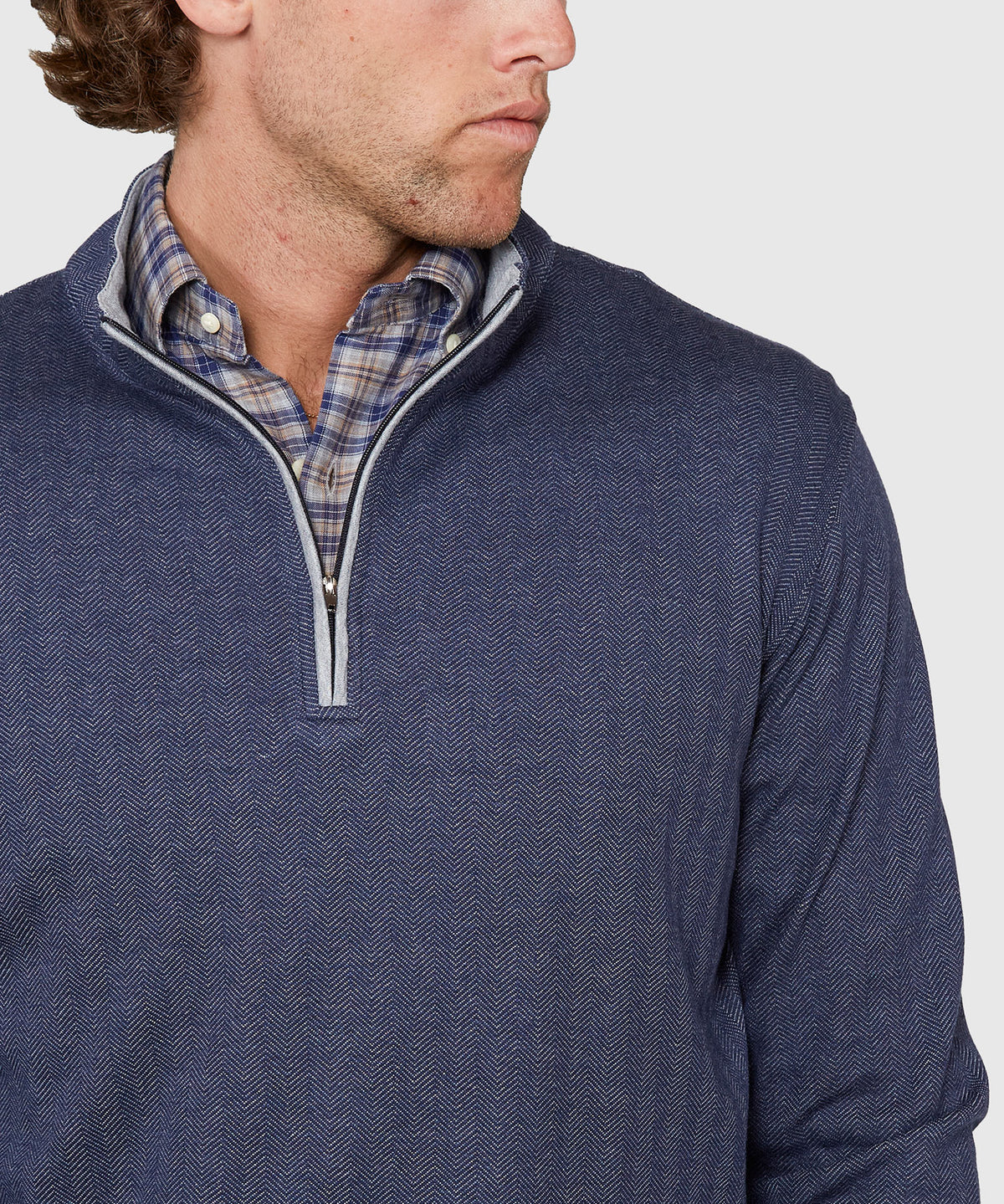 Westport Lifestyle Long Sleeve Herringbone Interlock Quarter Zip Pullover, Men's Big & Tall