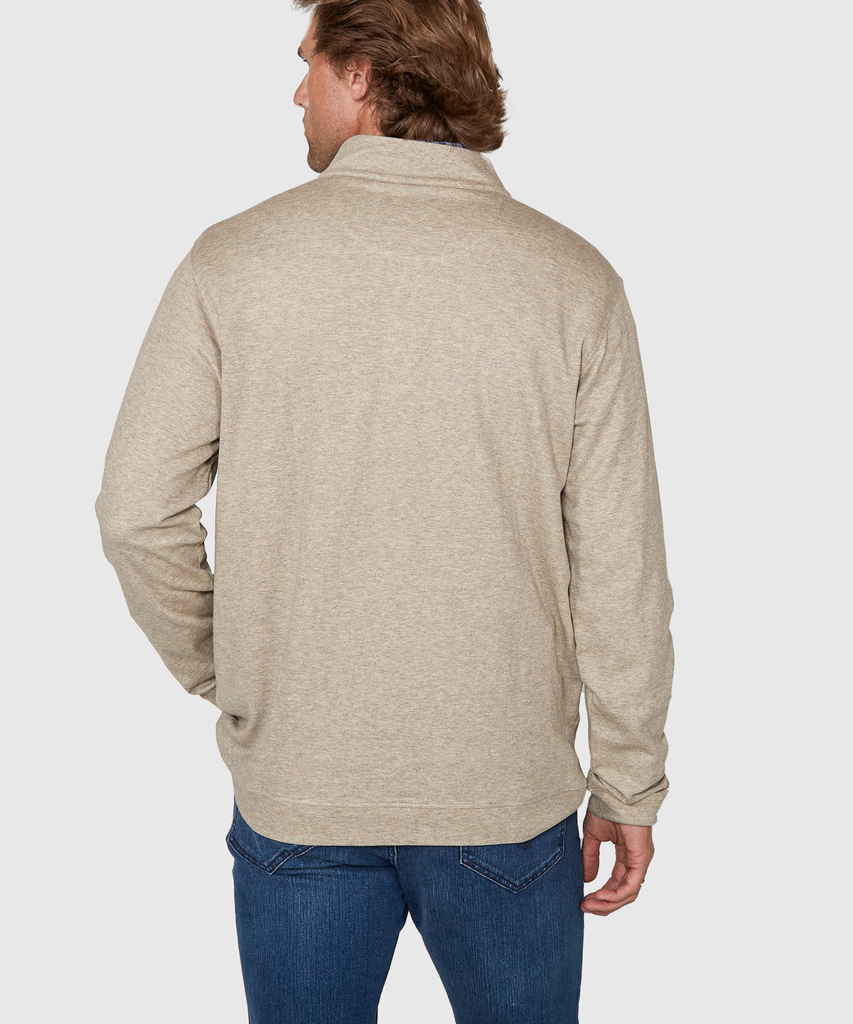 Westport Lifestyle Long Sleeve Herringbone Interlock Quarter Zip Pullover, Men's Big & Tall