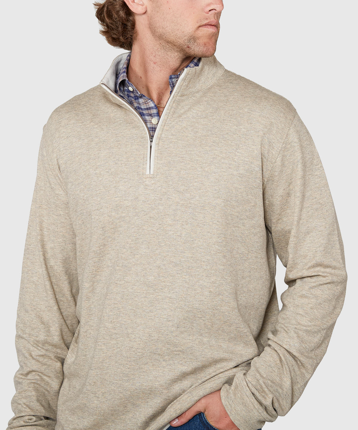 Westport Lifestyle Long Sleeve Herringbone Interlock Quarter Zip Pullover, Men's Big & Tall