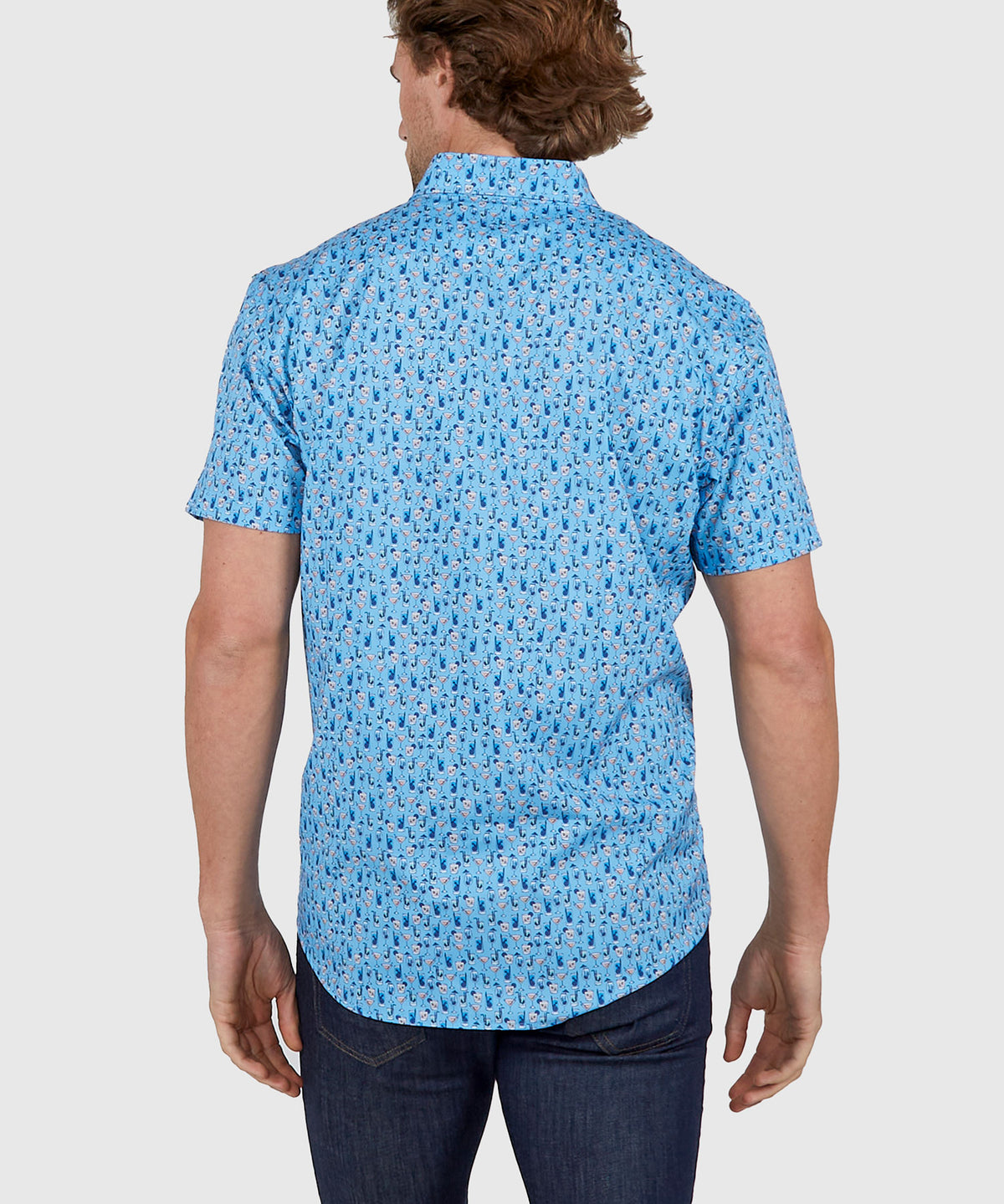 Westport No-Tuck Short Sleeve Button Down Stretch Performance 'Drinks' Sport Shirt, Men's Big & Tall