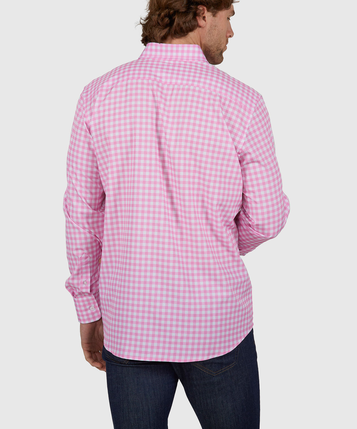 Westport No-Tuck Long Sleeve Button Down Collar Stretch Performance Gingham Sport Shirt, Men's Big & Tall