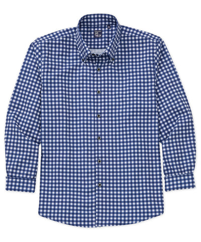 Westport No-Tuck Long Sleeve Button Down Collar Stretch Performance Gingham Sport Shirt, Men's Big & Tall